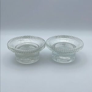 Vintage Lancaster Colony CO. Candle Lite‎ Indiana Clear Glass Reflections Set